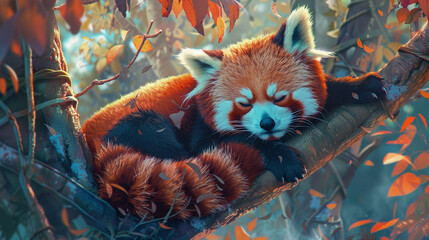 red panda in the jungle