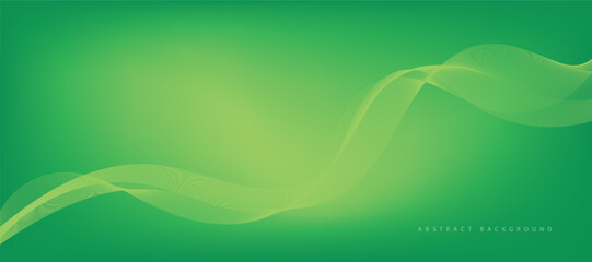 Abstract green gradient background with wavy lines