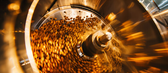 coffee beans roasting production industrial concept background