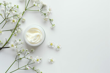 white flowers in cream
