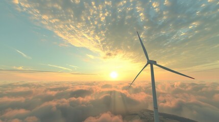 environmental technology concept Sustainable development goals. Wind turbine - obrazy, fototapety, plakaty