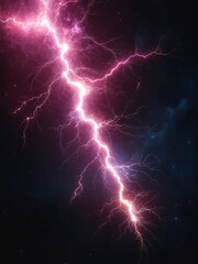Pink electric thunder with sparks and embers on dark outer space cosmos background from Generative AI