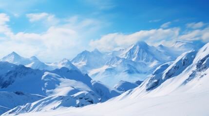 Obraz premium High mountains covered with white snow Amidst the bright blue sky It represents the purity and perfection of nature.