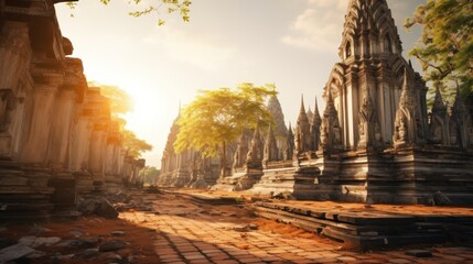 Naklejka premium old temples ancient thai architecture It conveys culture and beauty.