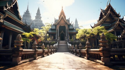 Fototapeta premium old temples ancient thai architecture It conveys culture and beauty.