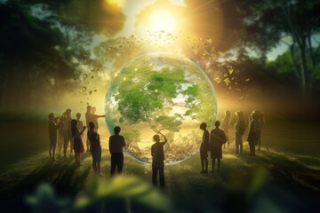 Fototapeta premium Pictures of people joining together to do activities to preserve the environment. Showing the power of unity