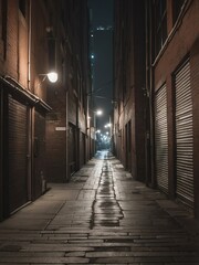 Walkway at a noir city back alley from Generative AI