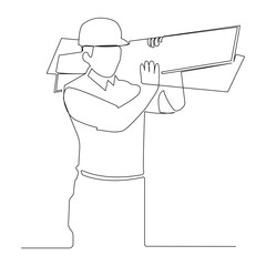 
Continuous single line drawing labor day concept one  line draw design vector art illustration
