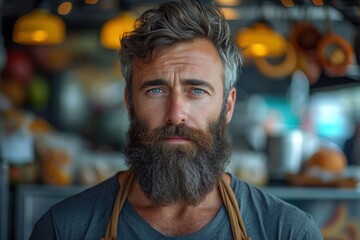 Obraz premium Bearded man immersed in depression