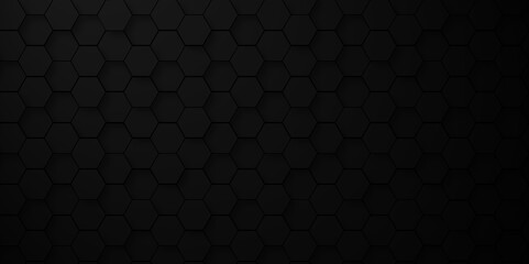 Dark black Hexagonal Background. Luxury black Pattern. Vector Illustration. 3D Futuristic abstract honeycomb mosaic black background. geometric mesh cell texture. modern futuristic wallpaper.