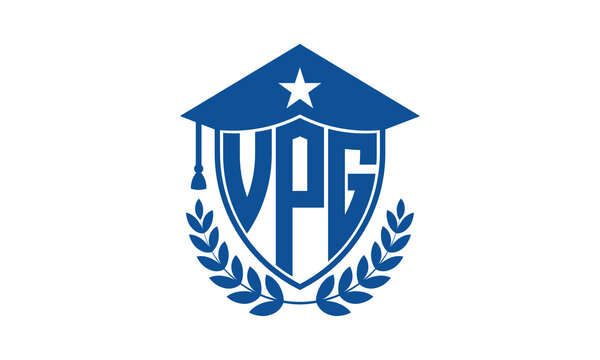 VPG three letter iconic academic logo design vector template. monogram, abstract, school, college, university, graduation cap symbol logo, shield, model, institute, educational, coaching canter, tech