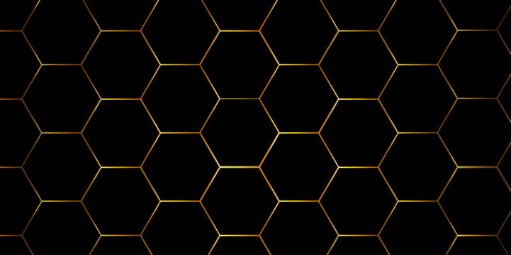 Dark black Hexagonal Background. Luxury black Pattern. Vector Illustration. 3D Futuristic abstract honeycomb mosaic black background. geometric mesh cell texture. modern futuristic wallpaper. © MdLothfor