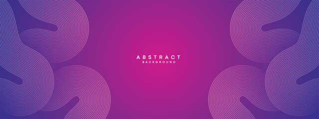 Blue, purple gradient abstract waving circles lines Technology web banner background. Modern magenta, pink gradient with glowing lines and shiny geometric diagonal shape for brochure, cover, header