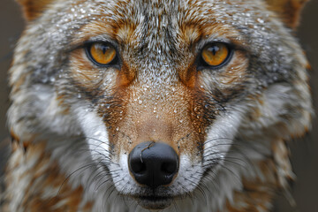 Close Up of a Wolfs Face With Yellow Eyes