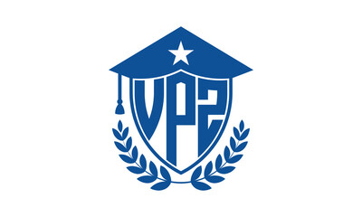 VPZ three letter iconic academic logo design vector template. monogram, abstract, school, college, university, graduation cap symbol logo, shield, model, institute, educational, coaching canter, tech