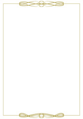 Vintage golden frame with two horizontally oriented decorative elements on a white background. Vector illustration