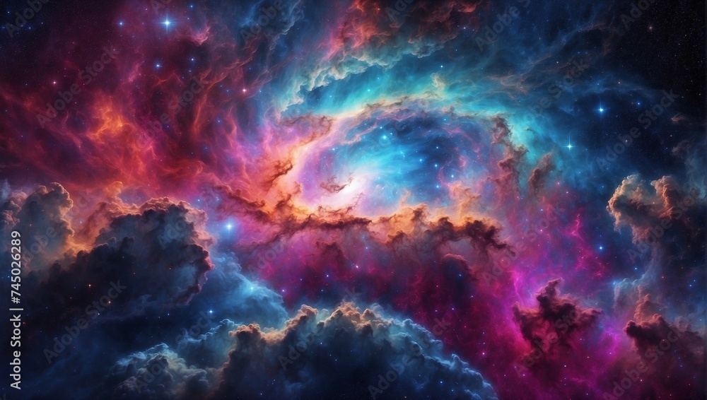 Wall mural beautiful colorful nebula views made by ai generative