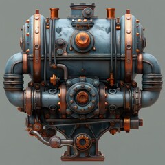 Fototapeta premium Old engine. Illustration On The Theme Of Industry And Industry, Objects And Technology. Generative AI