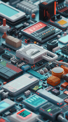 3D illustration of electronic devices