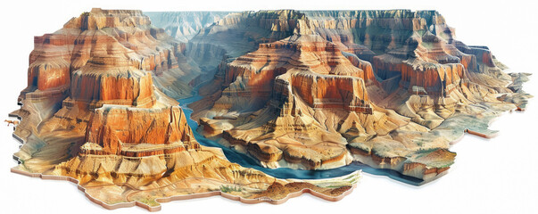 Scenic Grand Canyon panorama isolated view with copy space for serene holiday messages