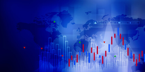 2d rendering Stock market online business concept. business Graph 