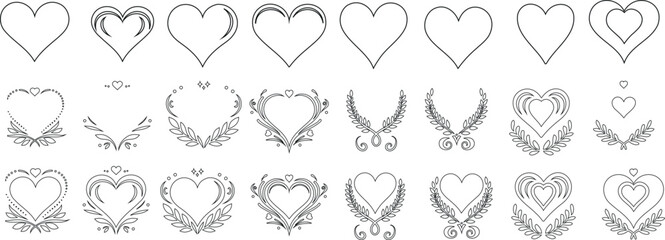 Fototapeta premium heart floral designs, perfect for wedding invitations, romantic themes. Enhance aesthetic appeal of love-themed materials with this elegant, artistry hearts shape decoration