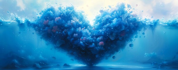 Illustration blue heart for a more sustainable future  - 745028297
