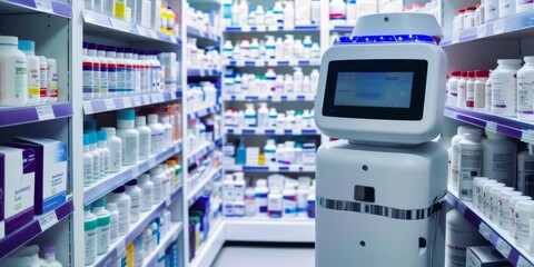 leveraging artificial intelligence, robots now manage pharmacy warehouses, enhancing efficiency and optimizing service for faster, error-free operations. ai generated - obrazy, fototapety, plakaty