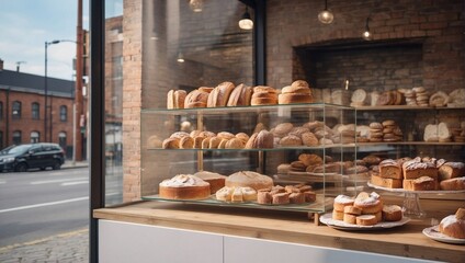 photo of a bakery display on the side of the road made by AI generative