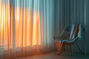 Window chair with natural light, minimal modern interior design
