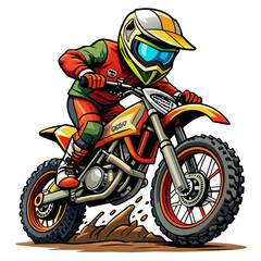 Obraz premium Extreme dirt bike cartoon vector illustration