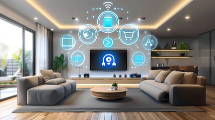 a modern interior with integrated smart devices