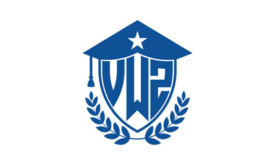 VWZ three letter iconic academic logo design vector template. monogram, abstract, school, college, university, graduation cap symbol logo, shield, model, institute, educational, coaching canter, tech