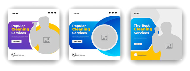 Home cleaning service or Reliable clean flyer and social media post design template