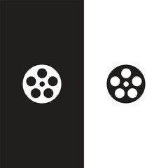 Movie Reel Icon on Black and White Vector Backgrounds
