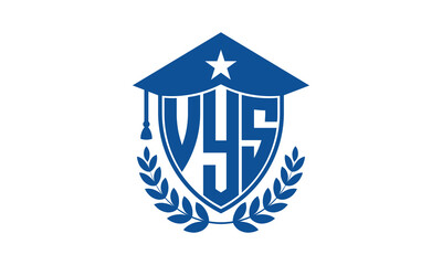 VYS three letter iconic academic logo design vector template. monogram, abstract, school, college, university, graduation cap symbol logo, shield, model, institute, educational, coaching canter, tech