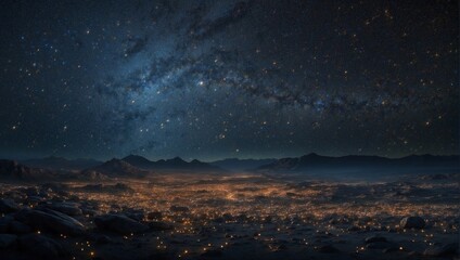 photo of a view of the sky with millions of stars shining at night made by AI generative - obrazy, fototapety, plakaty