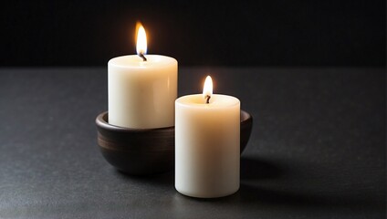 photo of a white candle on a black background made by AI generative