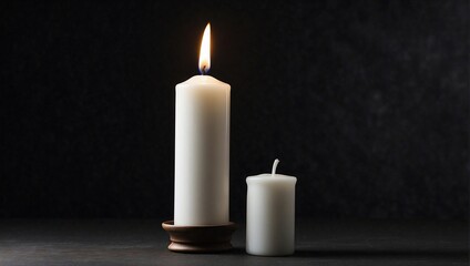photo of a white candle on a black background made by AI generative