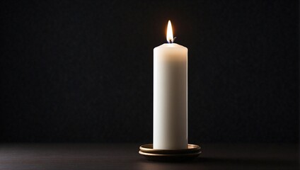 photo of a white candle on a black background made by AI generative