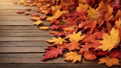 photo of piles of fallen leaves in autumn made by AI generative