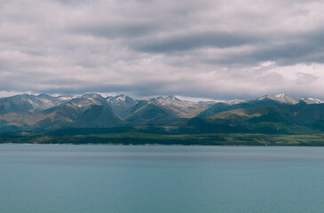 Scenic Mountain Lake Landscape, Lake Pukaki, New Zealand.