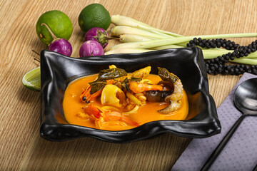 Thai Tom Yum soup with seafood