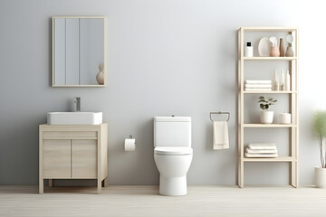 Fototapeta na wymiar minimalist bathroom interior with sink and indoor plants , generated by AI. 3D illustration