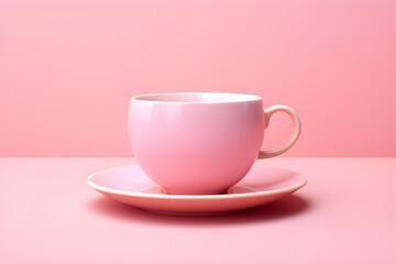 Close-up of a pink mug with tea,  generated by AI. 3D illustration