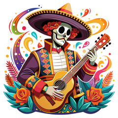 Illustration of mexican dead musician