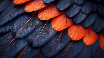 Afwasbaar Fotobehang Macrofotografie background, extreme macro shot of Toucan Feathers texture, minimalist beauty, moody lighting, photorealistic accuracy, perfect curves