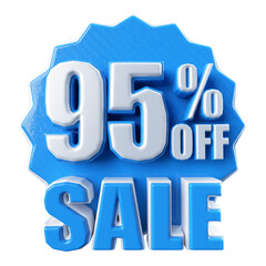 Special 95 percent offer sale tag - sale sticker icon 3d render