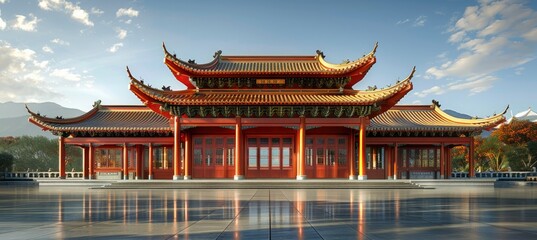 Obraz premium Chinese architecture banner background for design