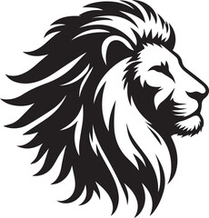 Silhouette Lion Vector Illustration, Lion wild animal silhouettes, lion with mane big cat black silhouette